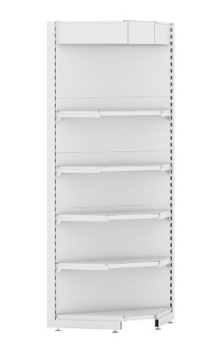 Пристенный стеллаж угловой (внутренний) с навесом с подсветкой H=2250 мм